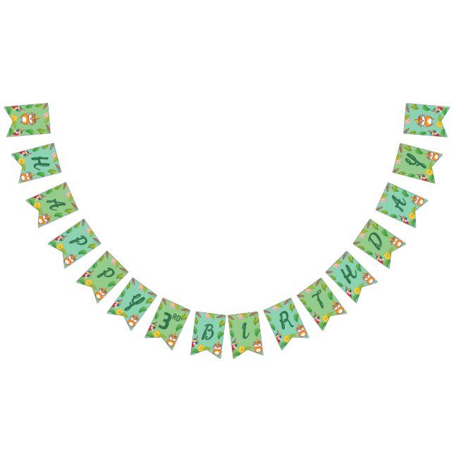 Cute Hamster Botanical Themed Kid's Birthday Party Bunting (All)