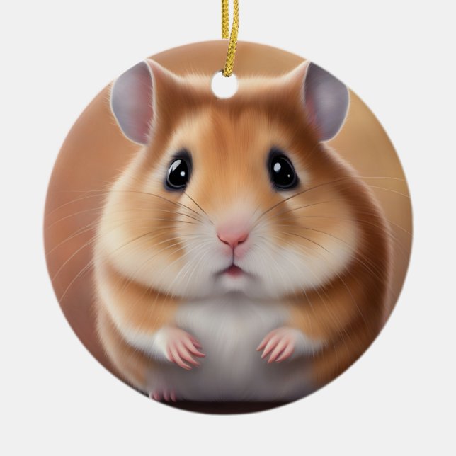 Cute Hamster Ceramic Tree Decoration (Front)