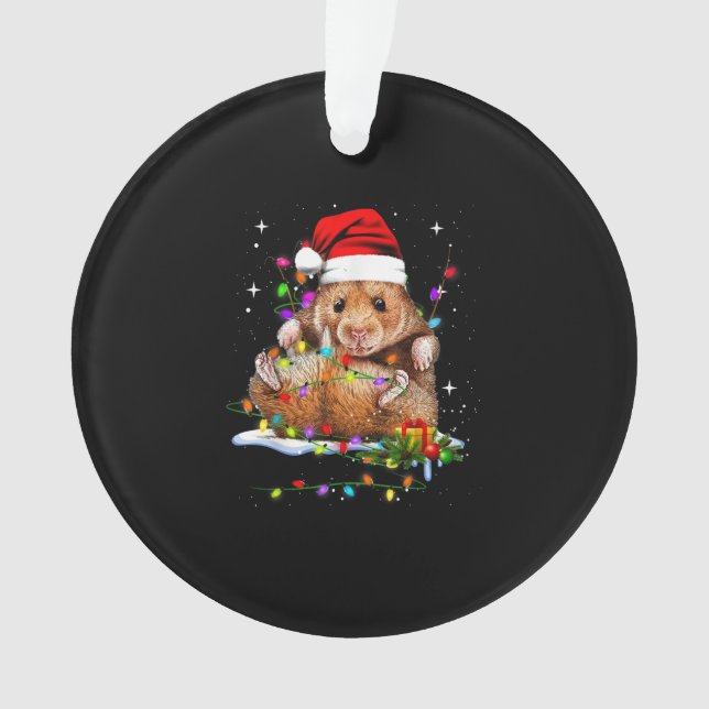 Cute Hamster Christmas Day Ornament (Front)
