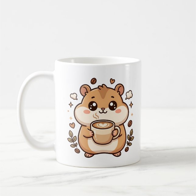 Cute Hamster Coffee Mug Latte Hug (Left)