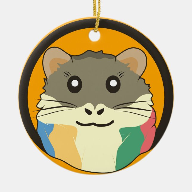 Cute hamster face with colourful fur: Animal lover Ceramic Tree Decoration (Front)