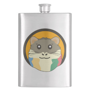 Cute hamster face with colourful fur: Animal lover Hip Flask