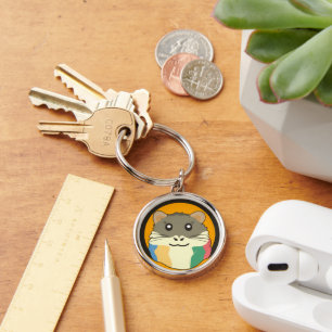 Cute hamster face with colourful fur: Animal lover Key Ring