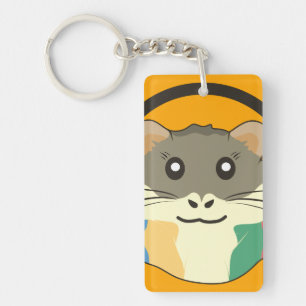 Cute hamster face with colourful fur: Animal lover Key Ring