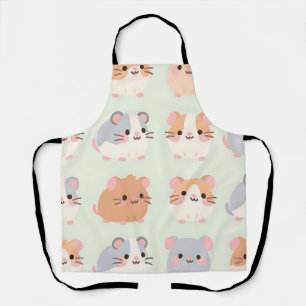 Cute Hamster Faces Kawaii Pastel Pattern Apron