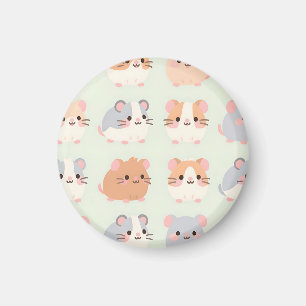 Cute Hamster Faces Kawaii Pastel Pattern Magnet