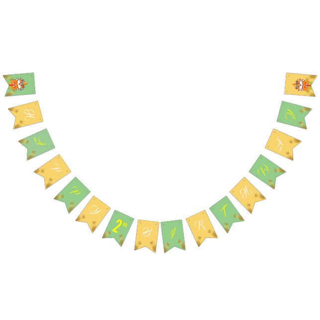 Cute Hamster Green Themed Kid's Birthday Party Bunting (All)