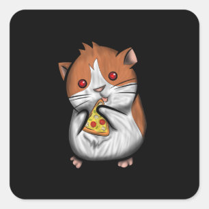 Cute Hamster Guinea Pig Love Pizza Square Sticker