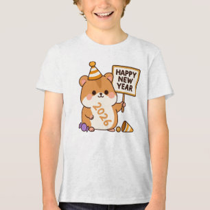Cute Hamster Happy New Year 2026 Tri-Blend Shirt