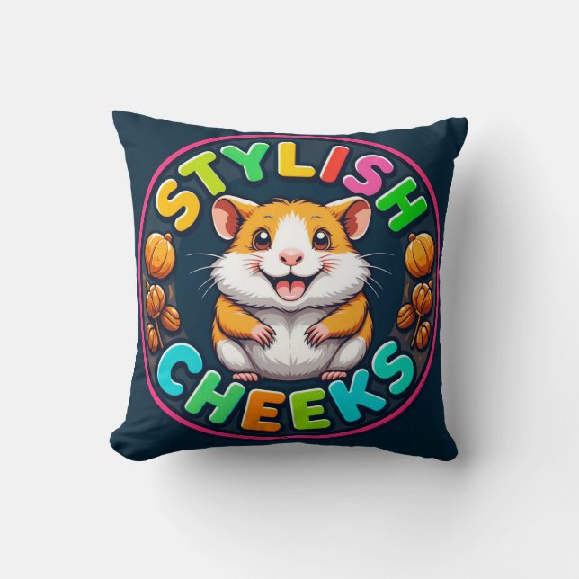 Cute Hamster in Bright Colours Cushion (Front)