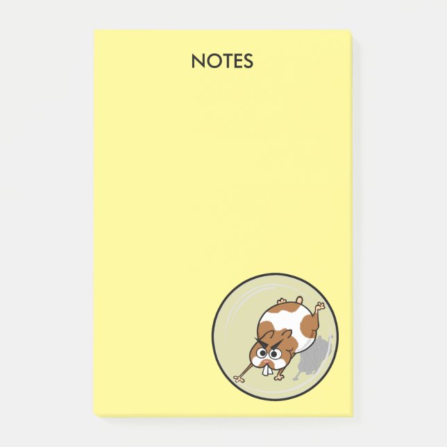 CUTE HAMSTER IN HAMSTER BALL POST-IT NOTEPAD (Front)
