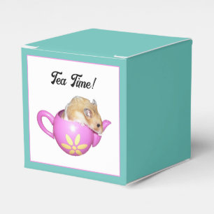 Cute Hamster in Pink Teapot with Daisy Photo Favour Box