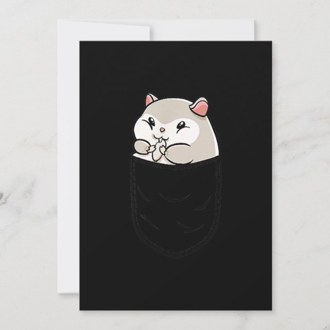 Cute Hamster In Pocket  Birthday Announcement (Front)
