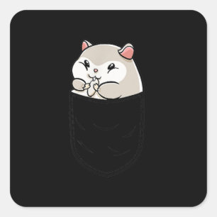 Cute Hamster In Pocket Birthday Square Sticker