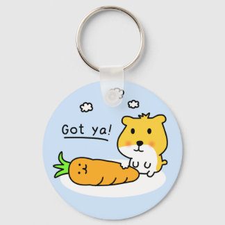 cute hamster is hungry key ring