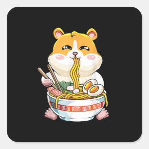 Cute Hamster  Kawaii Ramen Square Sticker