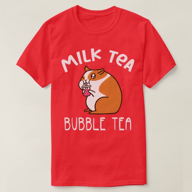Cute Hamster Milk Tea Bubble Tea T-Shirt (Design Front)