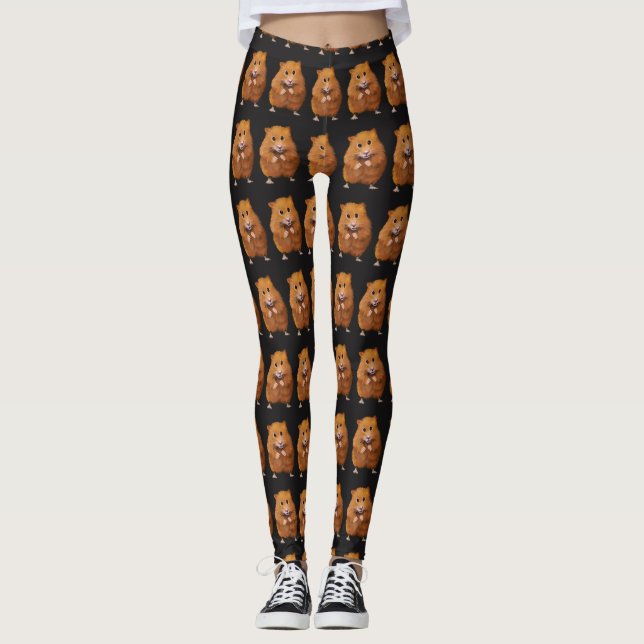 Cute Hamster Pattern, Original Hamster Art Leggings (Front)