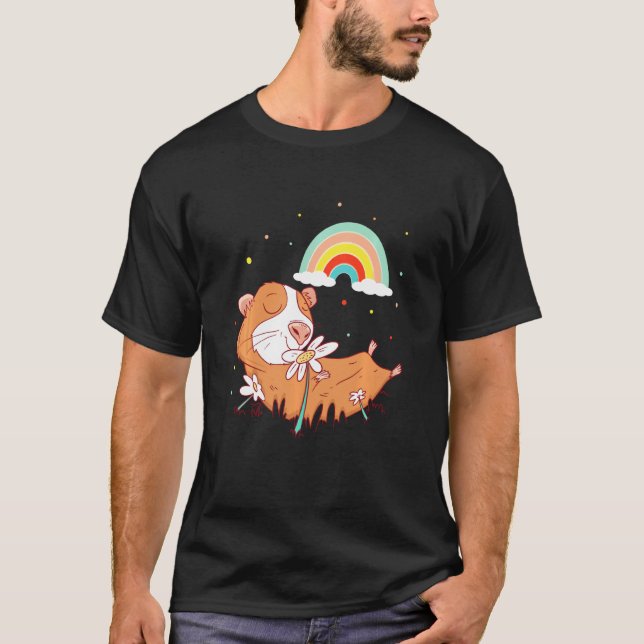 Cute Hamster Rainbow Mouse Rodent Furbaby Parent M T-Shirt (Front)