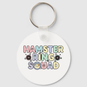 Cute Hamster Ring Squad Pastel Design Key Ring