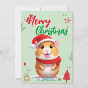 Cute Hamster santa Christmas Holiday Family name