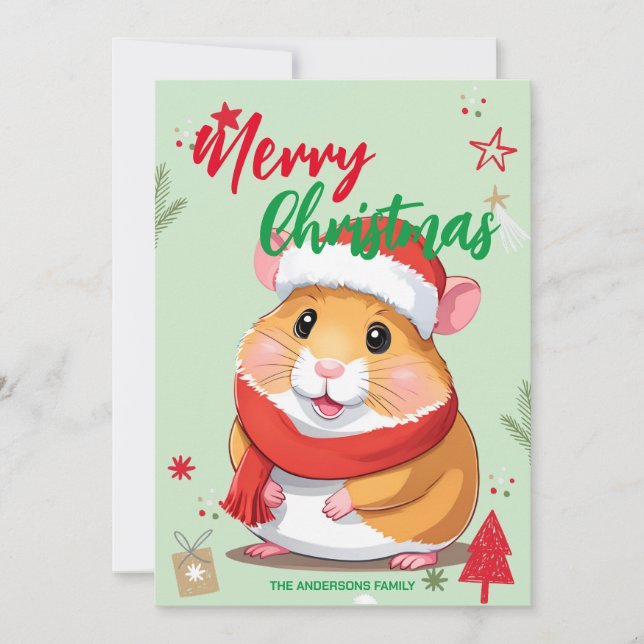 Cute Hamster santa Christmas Holiday Family name (Front)