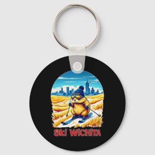 Cute Hamster Skiing Adventure In Wichita Ski Kansa Key Ring