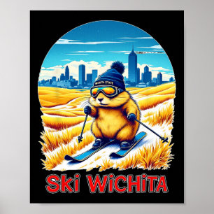Cute Hamster Skiing Adventure In Wichita Ski Kansa Poster