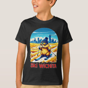 Cute Hamster Skiing Adventure In Wichita Ski Kansa T-Shirt
