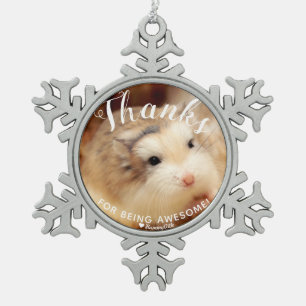 Cute Hamster Thanks for Being Awesome Snowflake Pewter Christmas Ornament