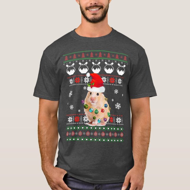 Cute Hamster Ugly Sweater Christmas Light Pajama (Front)