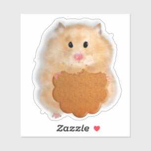 Cute hamster with biscuit Custom-Cut Vinyl Sticker