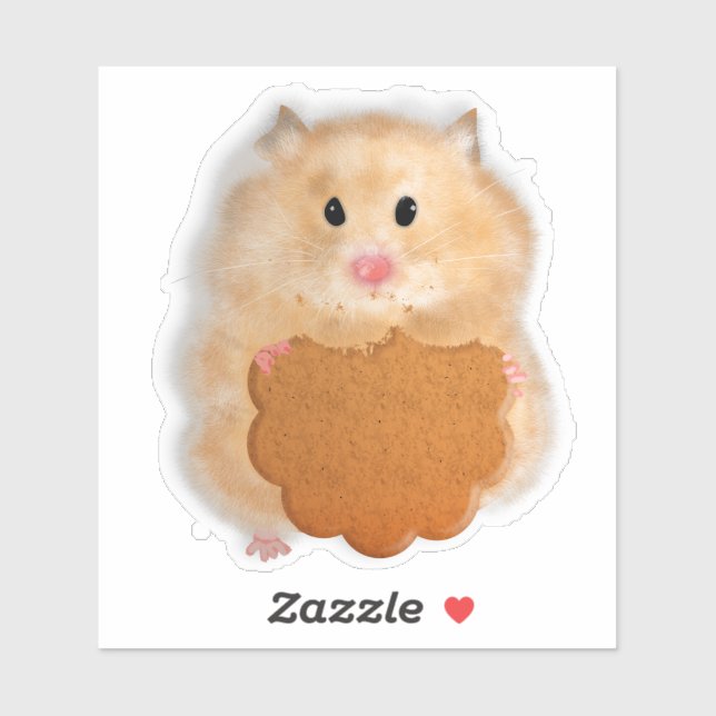 Cute hamster with biscuit Custom-Cut Vinyl Sticker (Sheet)