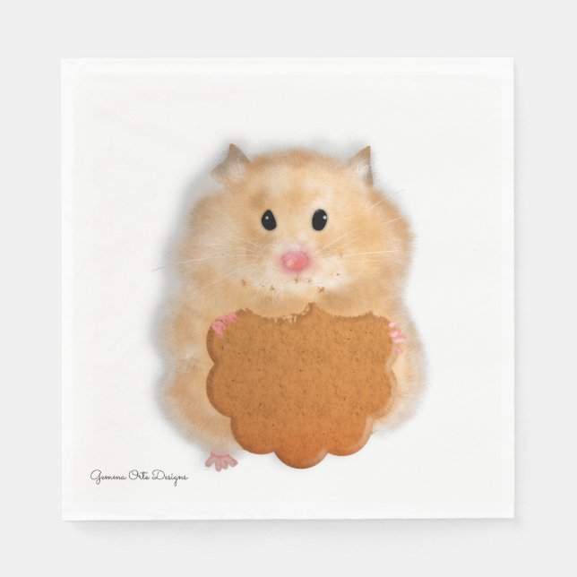 Cute hamster with biscuit paper napkin. napkin (Front)