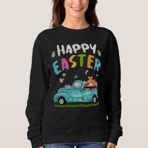 Cute Hamster With Bunny Ears Egg Hunting Truck Eas Sweatshirt