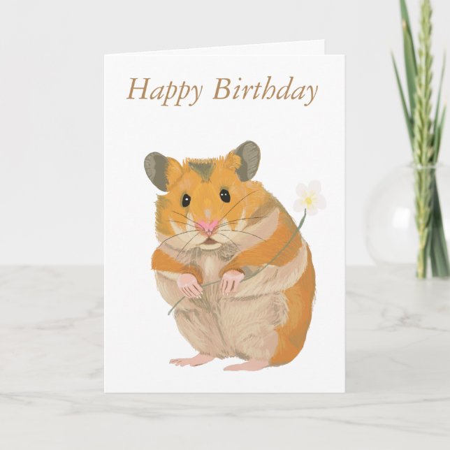 Cute Hamster with Flower Card (Front)