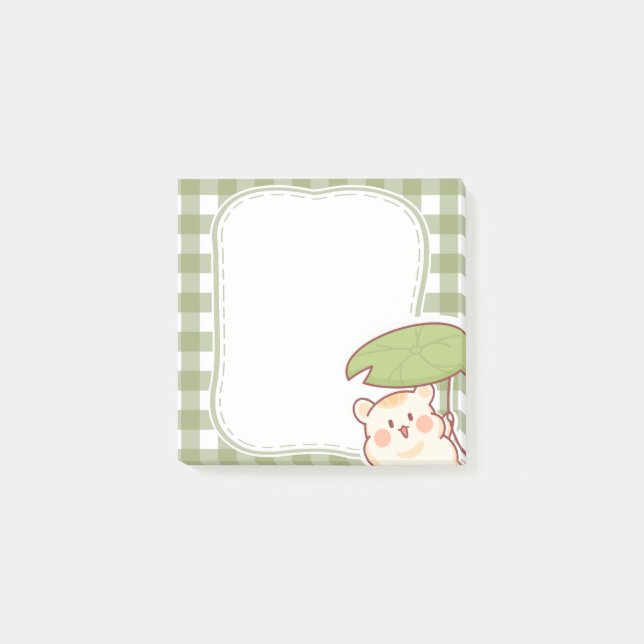 Cute Hamster with Lotus Leaf Frame Post-it Notes (Front)