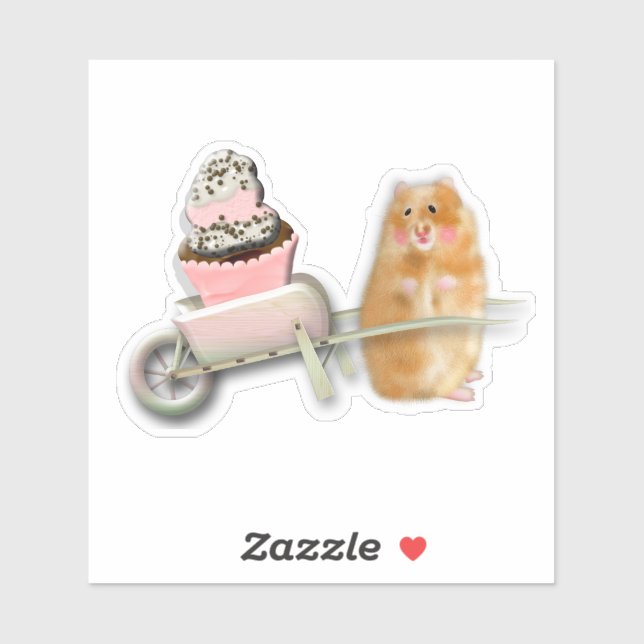 Cute hamster with muffin Custom-Cut Vinyl Sticker (Sheet)