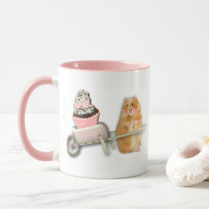 Cute hamster with muffin illustration gift mug