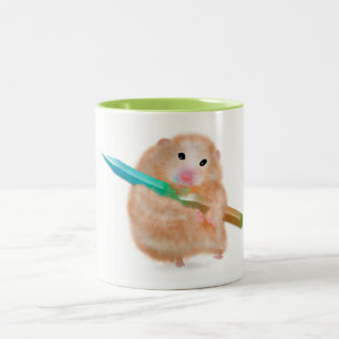 Cute hamster with pencil Children Mug, Two-Tone Coffee Mug