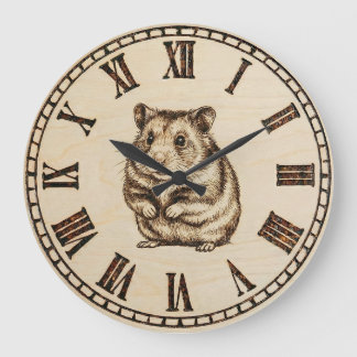 Cute Hamster Wooden Wall Clock