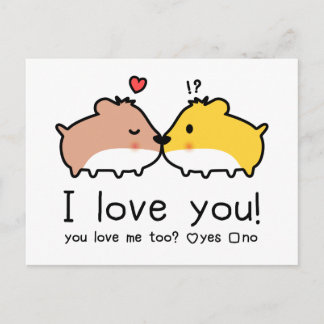 Cute hamsters in love postcard
