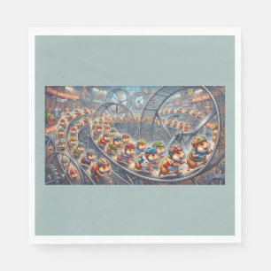 Cute Hamsters Wheel Race Sports Graphic Napkin