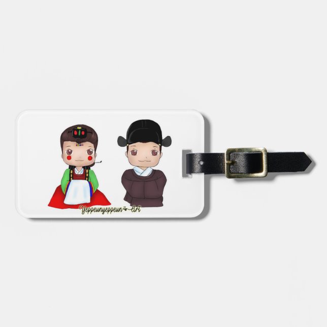 Cute Hanbok Married couple Luggage Tag (Front Horizontal)