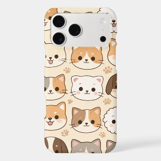 Cute Hand-Drawn Aesthetic Cat Pattern iPhone Case,