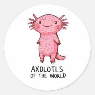 Cute Hand-Drawn Axolotl Cartoon Classic Round Sticker