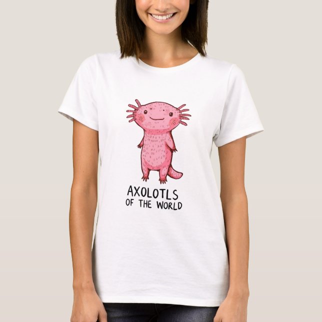 Cute Hand-Drawn Axolotl Cartoon T-Shirt (Front)