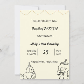 Cute Hand-Drawn Birthday Party Invitation Card
