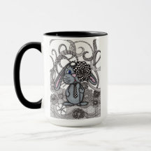 Cute Hand-Drawn Bunny Rabbit Zen Doodle Two-Tone M