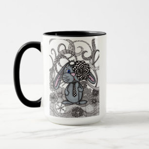 Cute Hand-Drawn Bunny Rabbit Zen Doodle Two-Tone M Mug